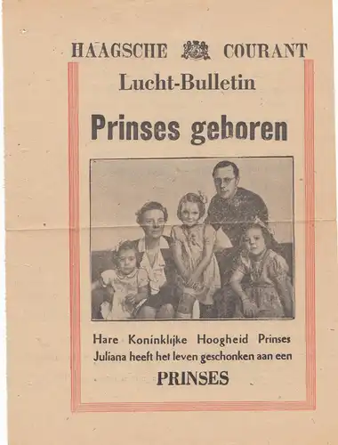 Niederlande: 1947: Prinses Marijke Gravengager per vliegmachine uitgeworpen