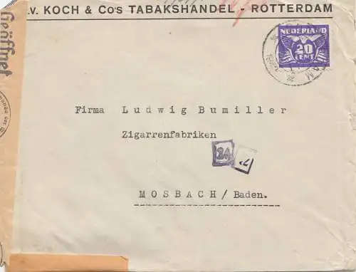 Pays-Bas: 1942: Rotterdam vers Mosbach OKW Censure