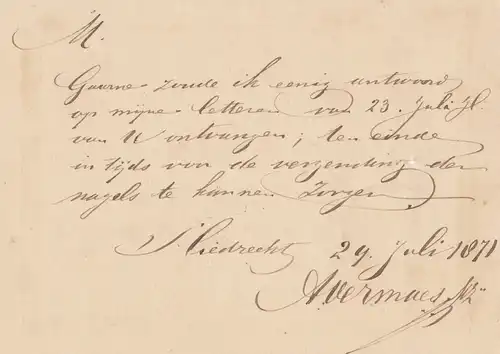 Niederlande: 1871: Ganzsache nach Bommel