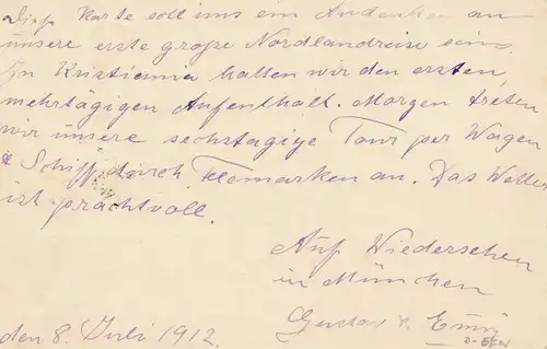 Norwegen: 1912: Stianta nach München