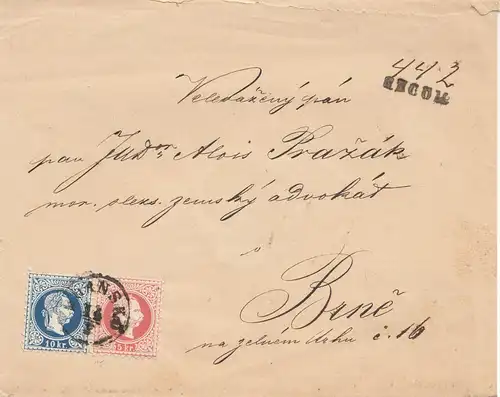 Autriche: 1876: Lettre à Brno