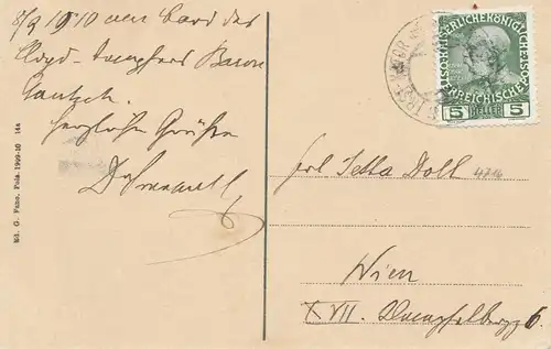 Österreich: Ansichtskarte mit Stempel Triest-Kotor nach Wien