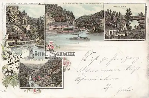 Österreich: 1898: Ansichtskarte Böhmische Schweiznach Narsdorf