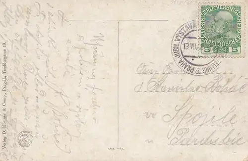 Autriche: 1908: Carte de Prague après Pardubice