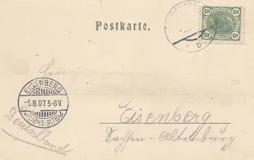 Österreich: 1907: Ansichtskartet Tirol nach Eisenberg
