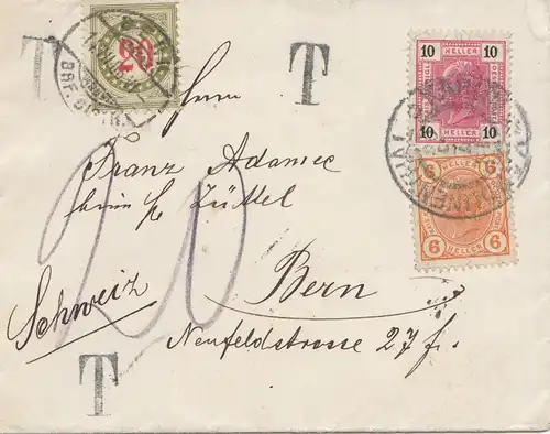 Autriche: 1906: Lettre à Berne - Taxe