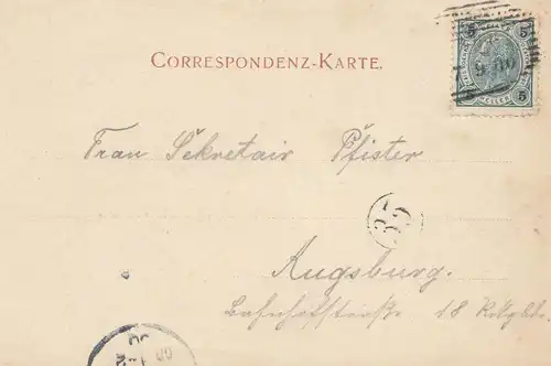 Autriche: 1900: Carte de vue de Ratenberg vers Augsbourg