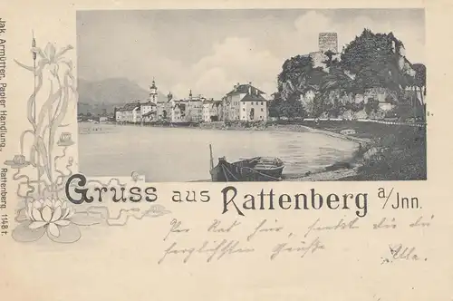 Österreich: 1900: Ansichtskarte Rattenberg nach Augsburg