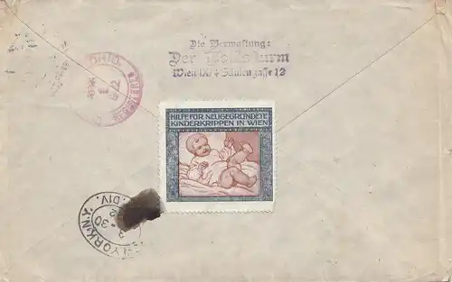 Autriche: 1922: Inscrivez-vous à Vienne pour les États-Unis: Vignette: Crèches pour enfants