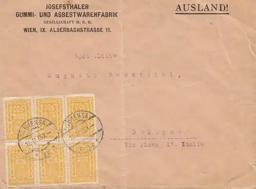 Österreich: 1925: Wein nach Bologna - Gummi und Asbestwarenfabrik