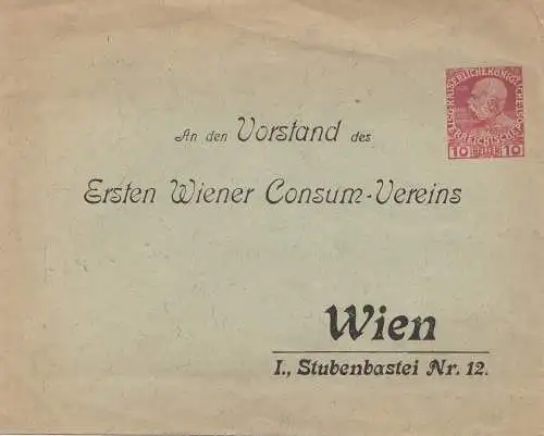 Enveloppe complète adressée à Vienne - Consum Verein