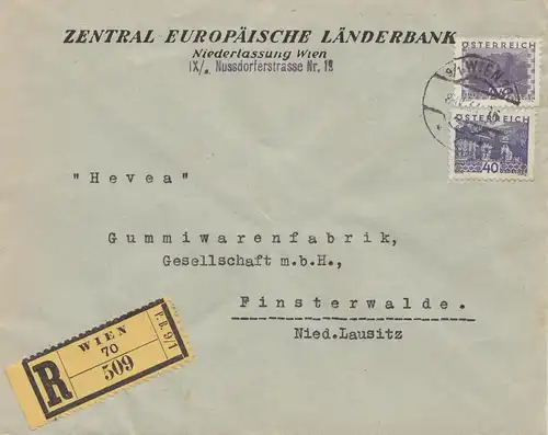 Autriche: 1933: Banque nationale européenne de Vienne vers Finsterwalde - Caoutchouc