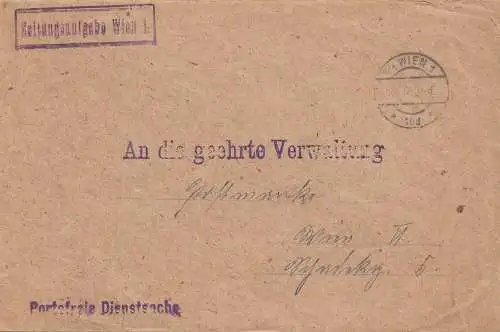 Autriche: 1924: Tagegegebühlung Wien, kann erfahren