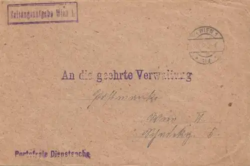 Österreich: 1924: Zeitungsaufgabe Wien, portofreie Dienstsache 