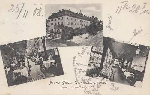 Österreich: 1908 Ansichtskarte Wien Dominikanerkeller