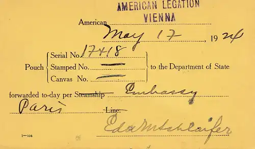 Autriche: 1924: Vienne vers les États-Unis