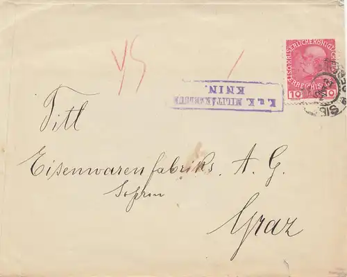 Autriche: 1916: Kuk censure Knin apr. Graz: Publicité Eternit