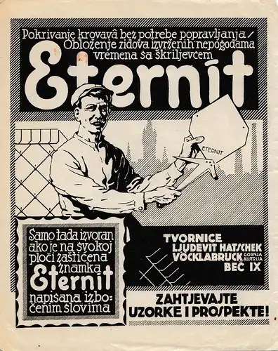 Autriche: 1916: Kuk censure Knin apr. Graz: Publicité Eternit