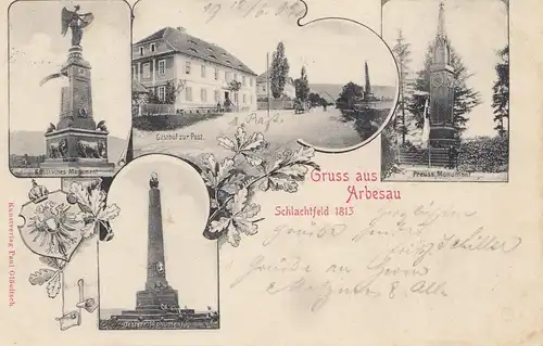 Autriche: 1902: Carte de vue Arbesau vers Bohême: Champ de bataille