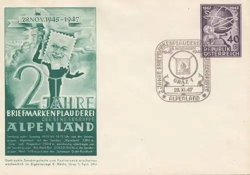 Autriche: 1947: Graz Markenplaudei Land alpenland