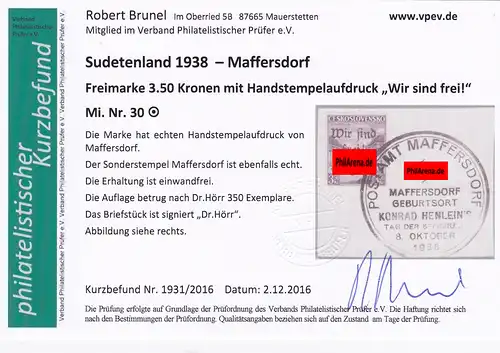 Sudetenland: MiNr. 30, 34, 35, gestempelt