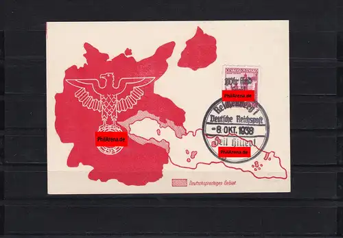 Sudetenland: MiNr. 25 auf Propagandakarte, Stempel Reichenberg Wir sind frei