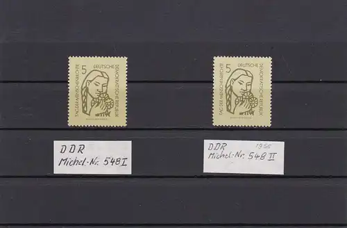 DDR: MiNr. 548 I und II, postfrisch, BPP Signatur