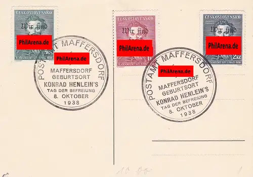 Sudetenland: Mi Nr. 134-136, cacheté Maffersdorf - Henlein