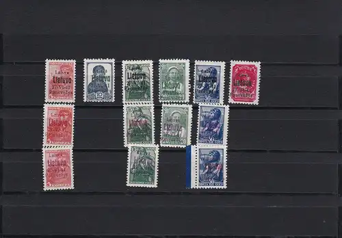 Deutsche Besetzung II. WK: Litauen Ponewesch MiNr. 4-9 a-c, 12 Werte, **