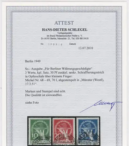 Berlin: Min. 68-70, cacheté, BPP Attest