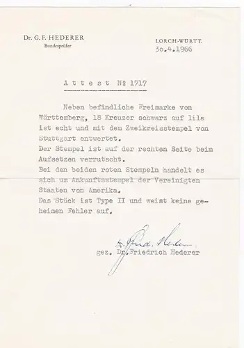 Wurtemberg: numéro 5, cacheté. .