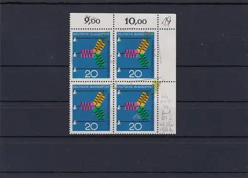 Bund: MiNr. 521, postfrisch: Doppeldruck im Eckrand Viererblock
