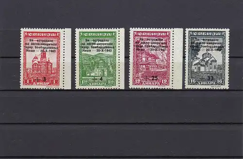 Serbien: MiNr. 100I, 101I, 106I und 107I, postfrisch