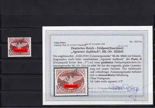 Post sur le terrain/post sur l'île: Michel no 10 AbII, Falz, BPP