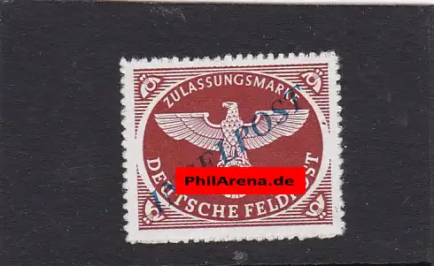 Poste de terrain/poste d'île: numéro de code 10 Bc I/2, signature BPP, Falz