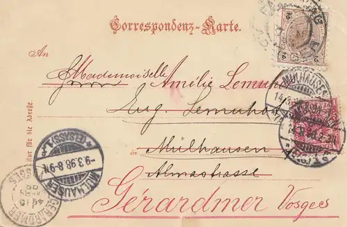 Autriche: 1898: AK Karlovy Vary vers la France
