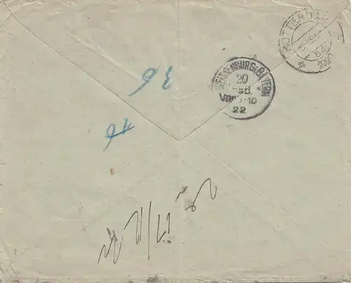 Autriche: 1922: Einschild Salzburg vers Weissenburg/Bayern