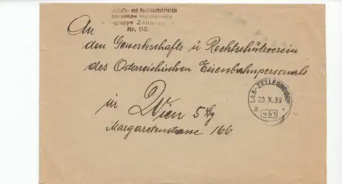 Autriche: 1933: Zellerndorf vers Vienne; Railer Rechtsschutz