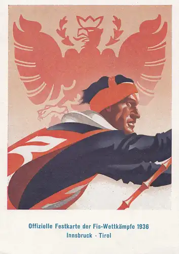 Österreich: 1936: Fis Wettkämpfe, Ansichtskarte mit Sonderstempel