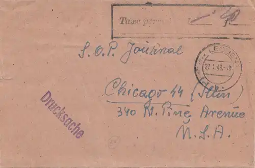 Österreich: 1948: Leoben nach USA als Drucksache: Taxe