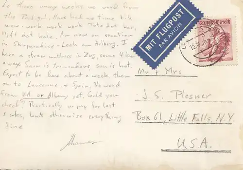 Autriche: 1936: AK Lech comme courrier aérien vers les États-Unis