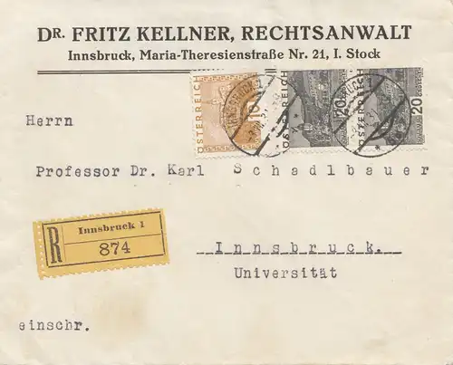 Autriche: 1931: lettre recommandée Innsbruck