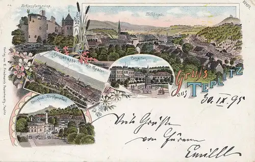 Österreich: 1895: Ansichtskarte Teplitz nach Celle