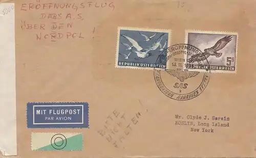 Österreich: 1954: SAS Eröffnungsflug über Nordpol nach USA