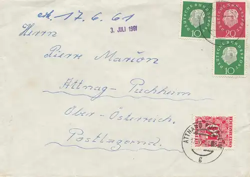 Autriche: 1961: Lettre de Goslar avec après-porto Attnag-Puchheim