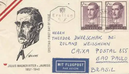 Österreich: 1957: FDC Flugpost nach Brasilien