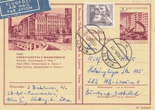 Autriche: 1965: Plein de courrier aérien Vienne à Hambourg