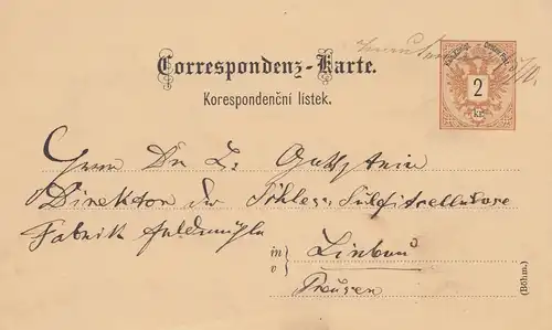 Österreich: 18xx Ganzsache nach Liebau