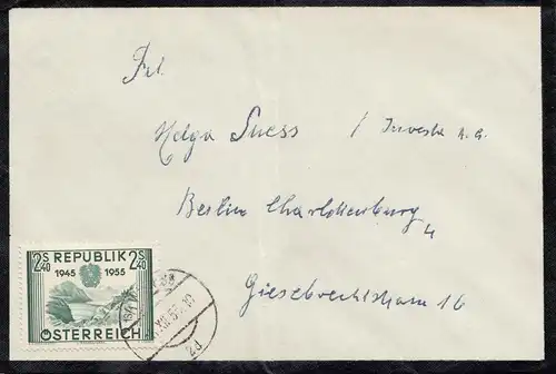 Autriche: 1955: Lettre de deuil Vienne à Berlin