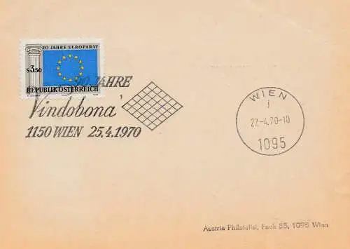 Autriche: 1970: Timbre spécial Vindobona - Postam spécial sur l'ensemble des affaires